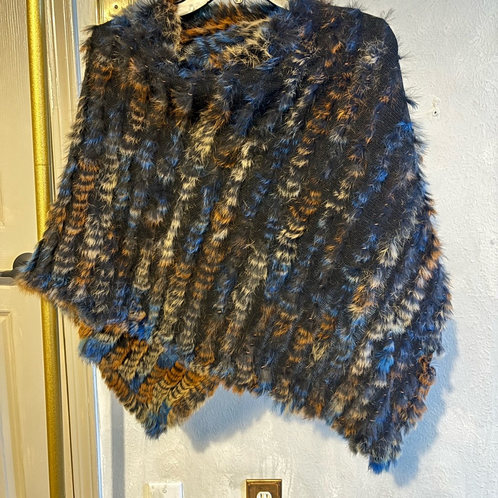 Multicolor Rabit Poncho - Picture 2 of 7